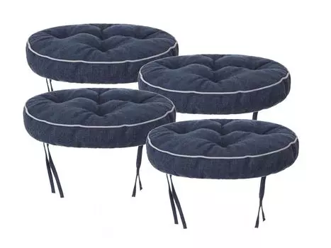 Набор из 4 подушек на стул 38х38 см - удобная подушка 10 см для стула, табурета-скамейки - мягкая подушка для сиденья стул для вашей столовой стулья и скамейки желтые фантазии Stanislaw Jurga, синий