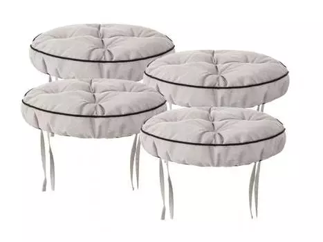 Набор из 4 подушек на стул 38x38 см - Удобная подушка 10 см для стула, скамьи и табурета - Мягкая подушка для сиденья стула для стульев и скамеек Ash Grey Fancy Stanislaw Jurga, бежевый