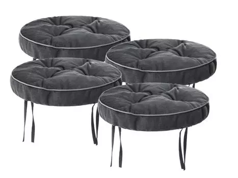 Набор из 4 подушек на стул 38x38 см - Удобная подушка 10 см для стула, скамьи и табурета - Мягкая подушка для сиденья стула и скамейки Navy Blue Fancy Stanislaw Jurga, черный