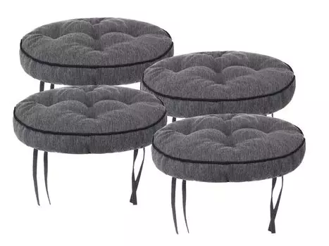 Набор из 4 подушек на стул 38x38 см - Удобная подушка 10 см для стула, скамьи и табурета - Мягкая подушка для стула и скамейки Yellow Fancy Stanislaw Jurga, черный