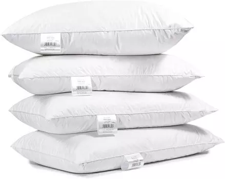 Набор из 4 | Подушка 50х70 см | 1000 грамм пуха, гусиного пуха | 100% натуральная трехкамерная подушка | Чехол: 100% хлопок | 3-камерная пуховая подушка 50x70x20 см | Home-&-Fashion