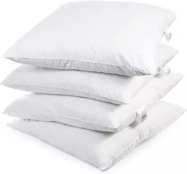 Набор из 4 | Подушка 80х80 см | Начинка: 1300 грамм перьев, гусиных перьев | 100% натуральная подушка | Чехол: 100% хлопок | Перьевая подушка 80 x 80 см | Home-&-Fashion