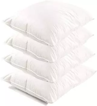 Набор из 4 | Подушка 80х80 см | Наполнитель: 1500 грамм пуха | 100% натуральная подушка | Чехол: 100% хлопок | Перьевая подушка 80 x 80 см | Home-&-Fashion