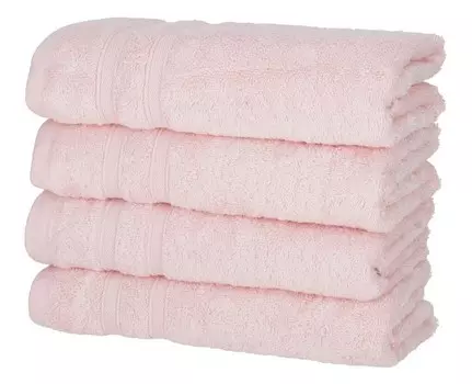 НАБОР из 4 предметов махровой ткани премиум-класса: 2 гостевых полотенца и 2 полотенца для рук персикового цвета плотностью 500 г/м из 100 % хлопка. One-Home