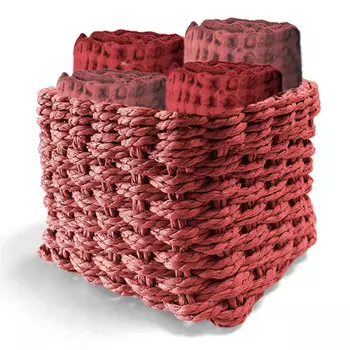 Набор из 4 простых хлопчатобумажных полотенец - вафельные Daunex, цвет Bordeaux