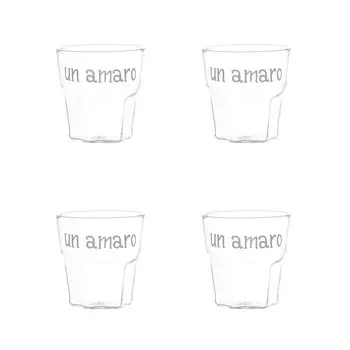 Набор из 4 рюмок из боросиликатного стекла с шелкографией - One Amaro Simple Day
