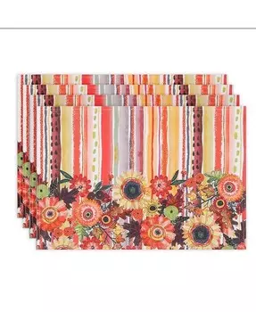 Набор из 4 салфеток Harvest Snippets, 13 x 19 дюймов Laural Home, мультиколор