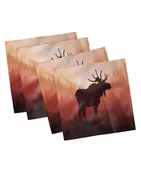 Набор из 4 салфеток Moose, 18 x 18 дюймов Ambesonne, оранжевый
