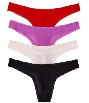 Набор из 4 сетчатых набедренных стрингов Ongossamer с кружевным поясом и сетчатым поясом, мультиколор