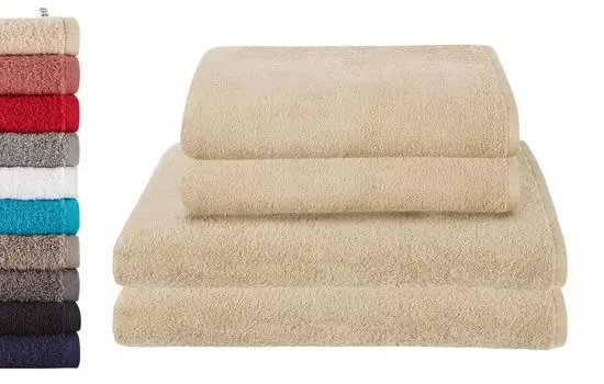 Набор из 4 шт. 2 банных полотенца ШxД 70x140 см 2 полотенца для сауны 100x150 см старо-розовый »Montreal« 100 % органический хлопок 500 г/м экологически чистый, 2020103-4-4 шт. Astek, бежевый