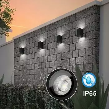 Набор из 4 светодиодных настенных светильников, для улицы, для помещения, водонепроницаемость IP65, настенный светильник 12 Вт, алюминий, уличный светильник, ночник для входа, сада, балкона, гаража, коридора, холодный белый Rosikey, черный