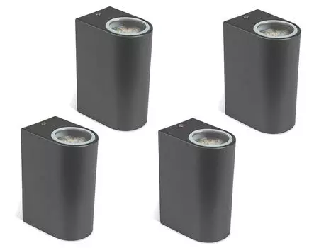 Набор из 4 светодиодных настенных светильников Ranex для наружного освещения Bastia, алюминиевый антр., подсветка вверх/вниз