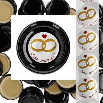 Набор из 50 крышек TO66, черные свадебные этикетки, подарочное варенье «Молодожены», консервация в подарок MamboCat