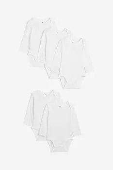Набор из 5 боди с длинными рукавами H&M, белый
