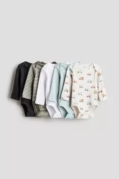 Набор из 5 боди с длинными рукавами H&M, серый