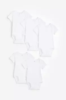 Набор из 5 боди с короткими рукавами H&M, белый