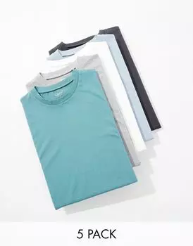Набор из 5 больших футболок ASOS DESIGN разных цветов