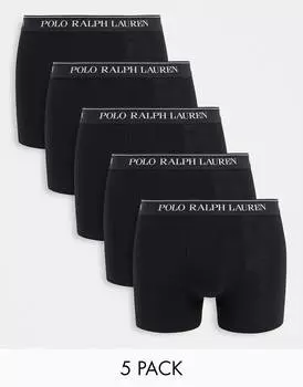 Набор из 5 черных трусов Polo Ralph Lauren с логотипом на поясе