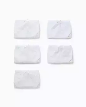 Набор из 5 фантазийных трусиков для девочек с декоративным бантом Zippy, белый