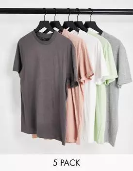 Набор из 5 футболок с отворотами ASOS DESIGN