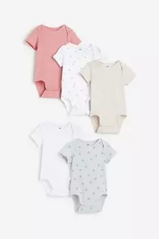 Набор из 5 хлопковых боди H&M, розовый