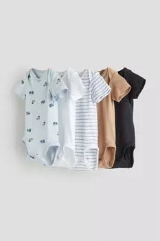 Набор из 5 хлопковых боди H&M, бежевый