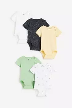 Набор из 5 хлопковых боди H&M, зеленый
