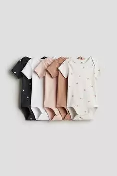 Набор из 5 хлопковых боди H&M, бежевый
