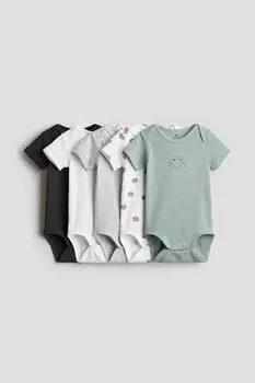 Набор из 5 хлопковых боди H&M, зеленый
