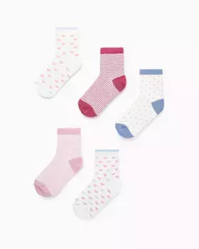 Набор из 5 коротких носков для девочек с принтом Zippy, мультиколор