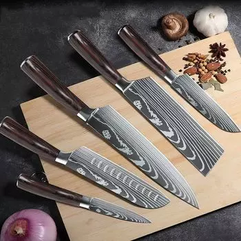 Набор из 5 кухонных ножей, острые поварские ножи из нержавеющей стали разных размеров с удобной ручкой, поварской нож против ржавчины для кухни ZENG