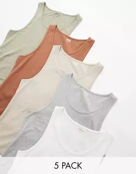 Набор из 5 маек ASOS DESIGN разных цветов
