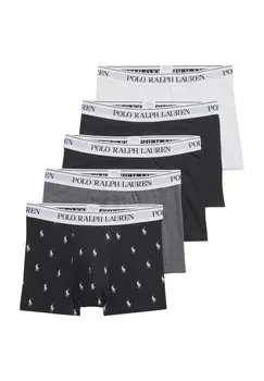 Набор из 5 мужских трусов-боксеров с принтом POLO RALPH LAUREN, цвет Blk Blk