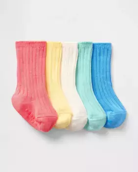 Набор из 5 носков в рубчик для малыша с радужным дизайном Gap, многоцветный