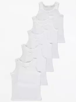 Набор из 5 однотонных маек с бантом George, белый