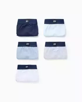 Набор из 5 однотонных трусов для мальчиков с логотипом на талии Zippy, мультиколор