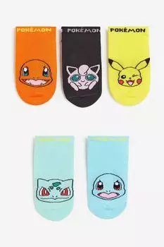 Набор из 5 пар носков H&M x Pokmon Ankle, мультиколор
