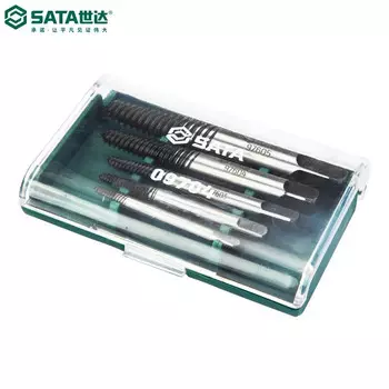 Набор из 5 предметов SATA: экстрактор сломанного винта, экстрактор сломанной проволоки с мелкими зубьями, экстрактор сломанной проволоки с подвижной проволокой 09704 (мелкий зуб) в наличии