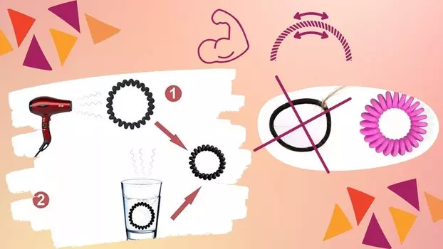 Набор из 5 пружинных/спиральных резинок, чёрный Bocca Beauty