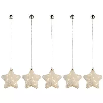 Набор из 5 светодиодных подвесных светильников в форме звезды, белое стекло, ширина 15 см. Globo Lighting, белый