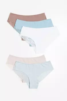 Набор из 5 трусов-хипстеров H&M, розовый\белый\голубой