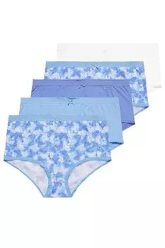 Набор из 5 трусов с высокой талией и принтом бабочки Yours, синий