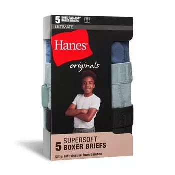 Набор из 5 трусов-софт-боксеров Hanes Originals Ultimate Superдля мальчиков 4–20 лет, комплект нижнего белья из 5 шт., мультиколор