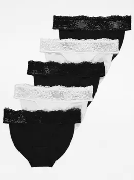 Набор из 5 трусов-танга с кружевной отделкой George.
