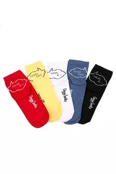 Набор из 5 женских коротких носков с узором «Happy Day» в упаковке Cozzy Socks
