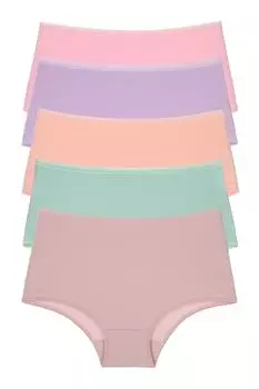 Набор из 5 женских трусиков с высокой талией цвета лосося Nicoletta, разноцветный