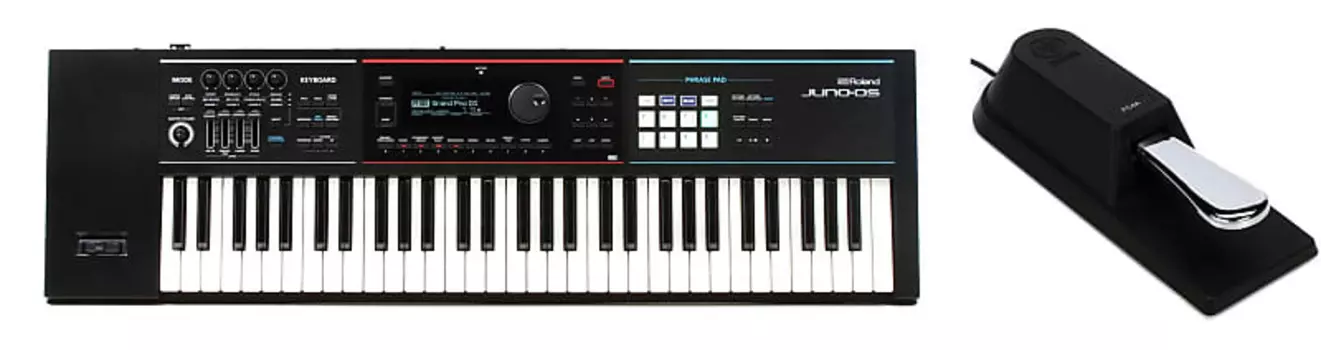 Набор из 61-клавишного синтезатора Roland JUNO-DS61 с педалью сустейна/педальным переключателем Yamaha FC4A Yamaha + Roland FC4A=1 JUNO-DS61=1