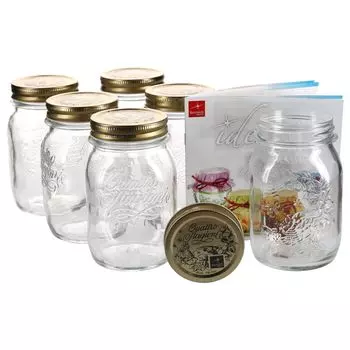 Набор из 6 банок для консервирования Original Quattro Stagioni объемом 0,5 л, включая буклет с рецептами Bormioli