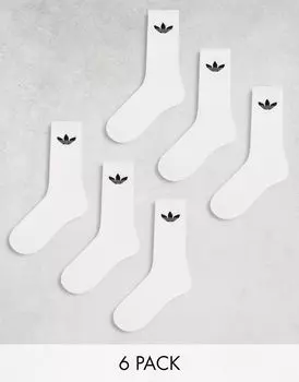 Набор из 6 белых носков adidas Originals trefoil с логотипом в виде трилистника