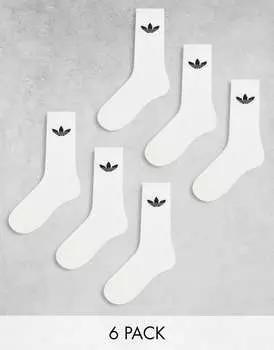 Набор из 6 белых носков с трилистником adidas Originals